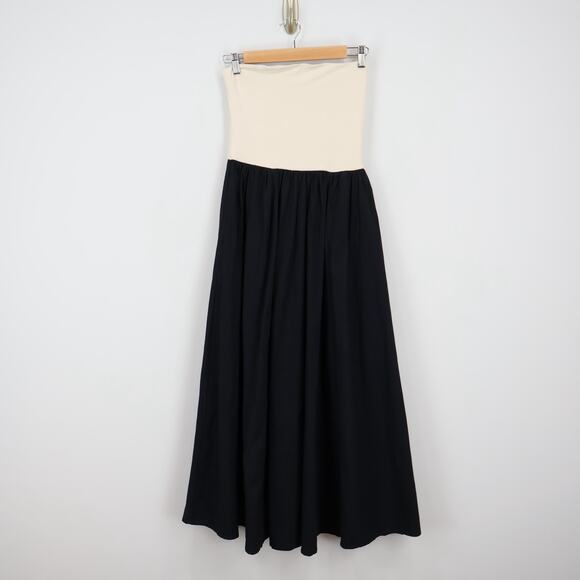 J.Crew Strapless Colorblock Midi Mixy Dress Natural Black Size Small NWT - Picture 2 of 8